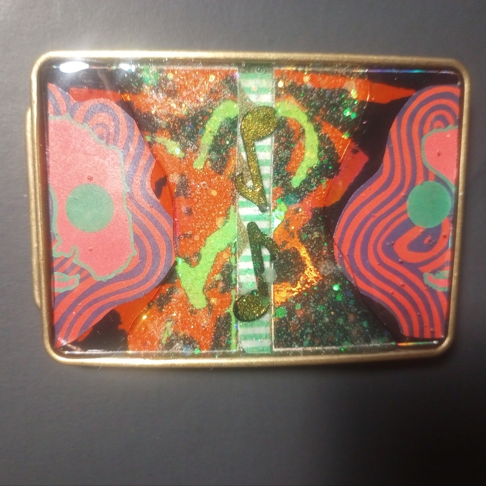 UNISEX Abstract Grateful Dead Colorblock Belt Buckle - Multicolor